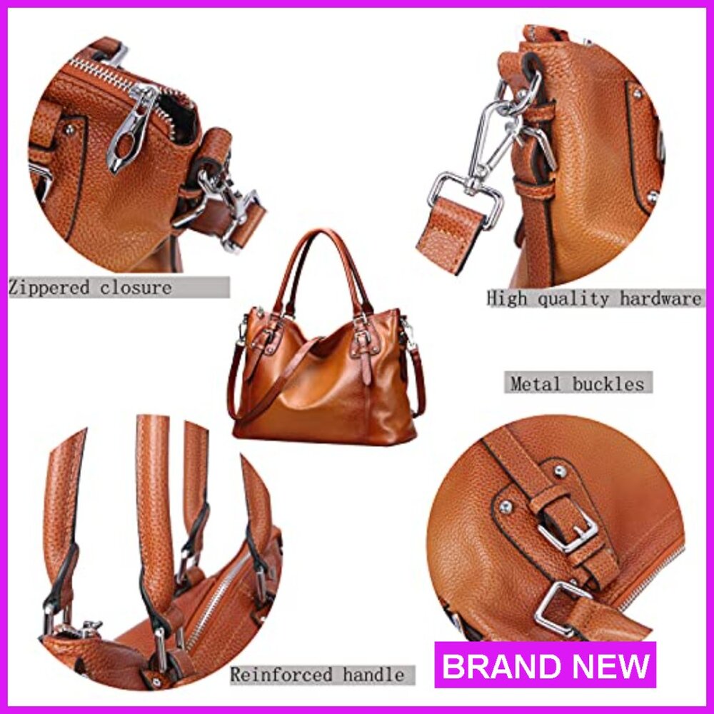 Genuine Leather Tote Shoulder Bag Hobo Crossbody Satchel Purse Top Handle - Picture 6 of 7
